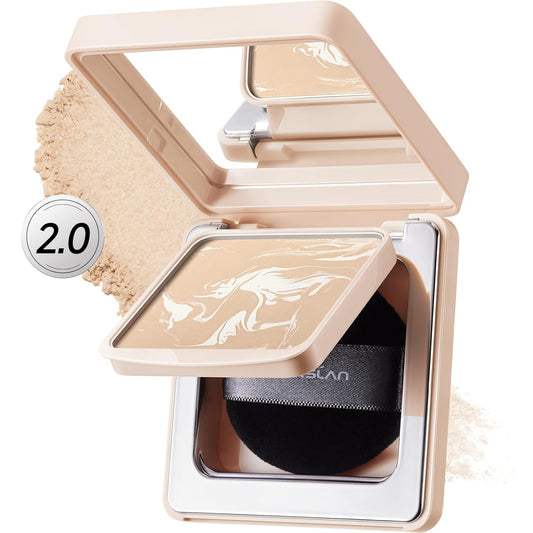 2.0 Black Magnet Soft Focus Powder, Waterproof Translucent Pressed Setting Powder, 24H Longlasting Talc-Free Face Powder, Oil Control Compact Makeup,04 Light Beige For Dry&Com Skin, 0.28Oz