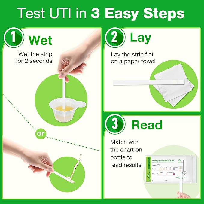 Easy@Home 20 Individual Pouches Urinary Tract Infection FSA Eligible Test Strips (UTI Test Strips) Monitor Bladder or Urinary Tract Issues by Testing Urine, 20 Tests/Box-FDA Cleared (UTI-20P)