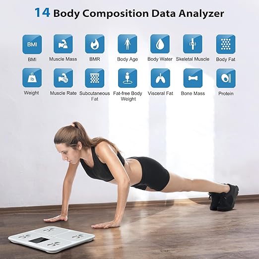 ABLEGRID Digital Smart Bathroom Scale for Body Weight and Fat Percentage,Body Fat Scale with BMI Large LCD Display,Accurate Body Composition Analyzer,Weighing Machine for People with Fitness App,400lb