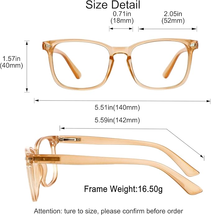 YEIN Bifocal Reading Glasses with Blue Light Blocking Lenses, Bifocal Reader for Women and Men, Vintage Square frame with Spring Hinge (+0.75/+3.50 magnification)