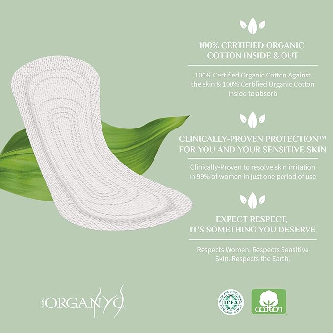 Organyc 100% Certified Organic Cotton Flat Panty Liner - Everyday Sanitary Pad, Free from Wood Pulp, Perfumes, SAP and Chemicals - Maxi Flow, 20 Count (Pack of 4)