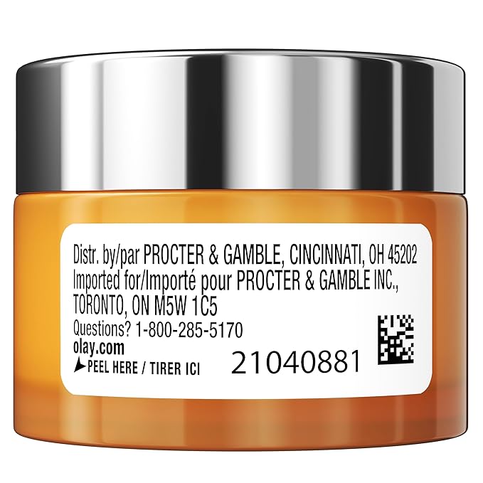 Olay Vitamin C Face Moisturizer, Brightening Cream for Women, Trial Size, Evens Tone, Dark Spot & Hyperpigmentation Reduction, Glowing Skin Care - Niaciniamide, Lactic Acid, 0.5 Oz