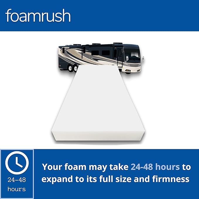 FoamRush 6-Inch Bunk (48" x 80") High Density Foam RV Mattress Replacement, Medium Firm, Pressure Relief Support, Travel Camper Trailer Truck, Made in USA, CertiPUR-US Certified, Cover Not Included