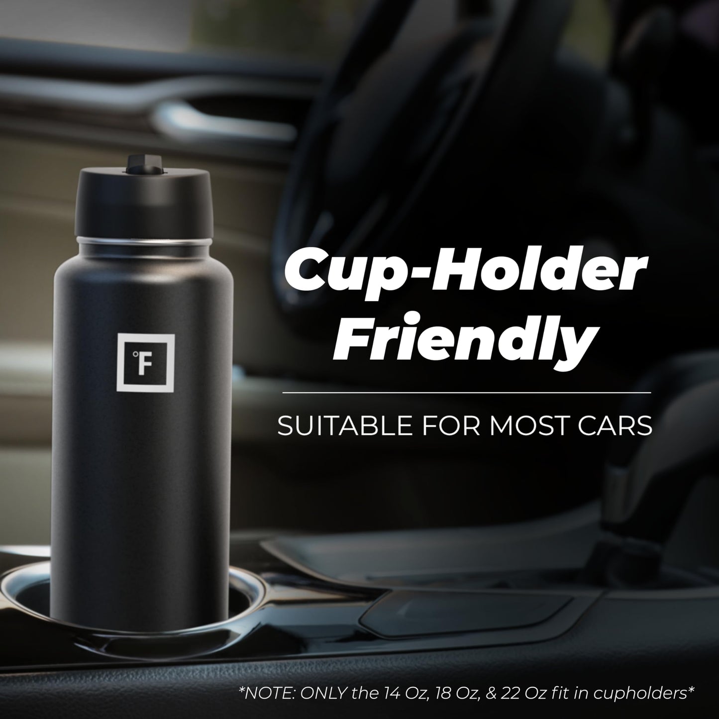 IRON °FLASK Camping & Hiking Hydration Flask, Wide Mouth, 3 Straw Lids, Stainless Steel Outdoor Water Bottle, Double Walled, Insulated Thermos, Metal Canteen - Dark Pine, 18 Oz