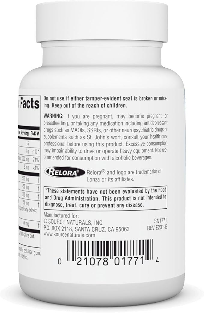 Source Naturals Serene Science Theanine Serene with Relora, Magnesium and GABA - 30 Tablets