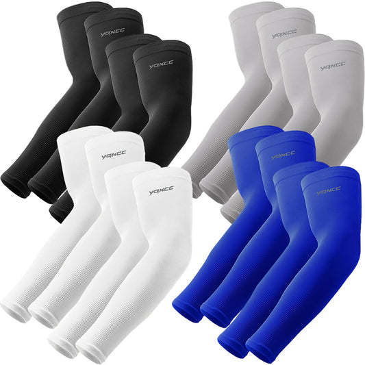 YQXCC 8 Pairs Arm Sleeves, Cooling UV Sun Protection Sports Compression Sleeves for Men Women, Golf Basketball Arm Sleeves