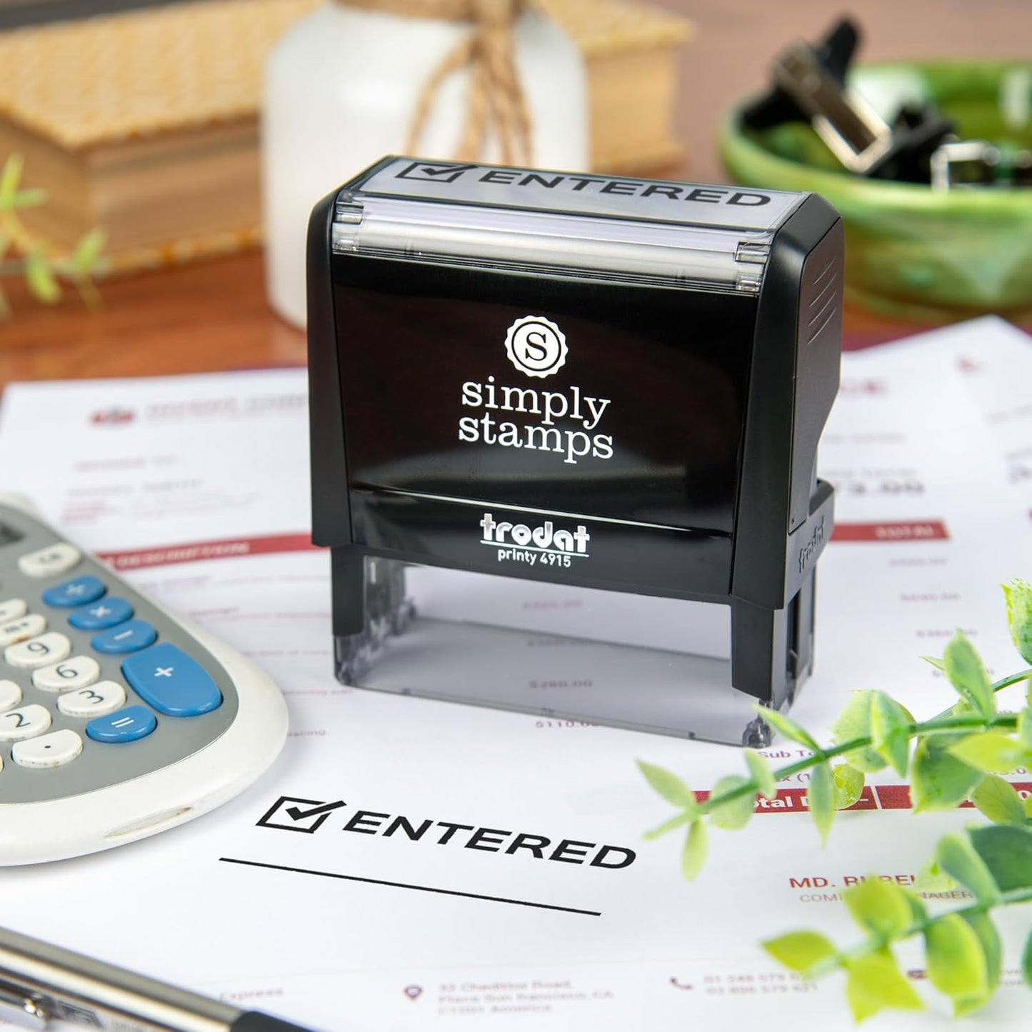 Entered Office Stamp | 4 Different Sizes | 20 Designs | Multiple Color Options | Perfect for Quick Validation of Office Documents (Entered, Xtra Wide)