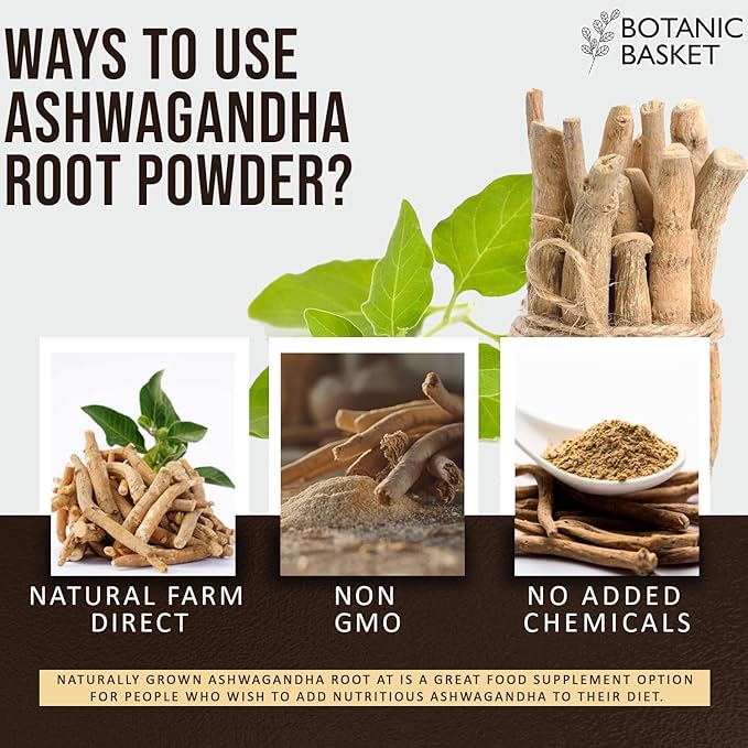 Botanic Basket Ashwagandha Root Powder 5 Pound, No Filler, No Additives, Highly Purified | Active Withanolides, No GMO, Gluten Free