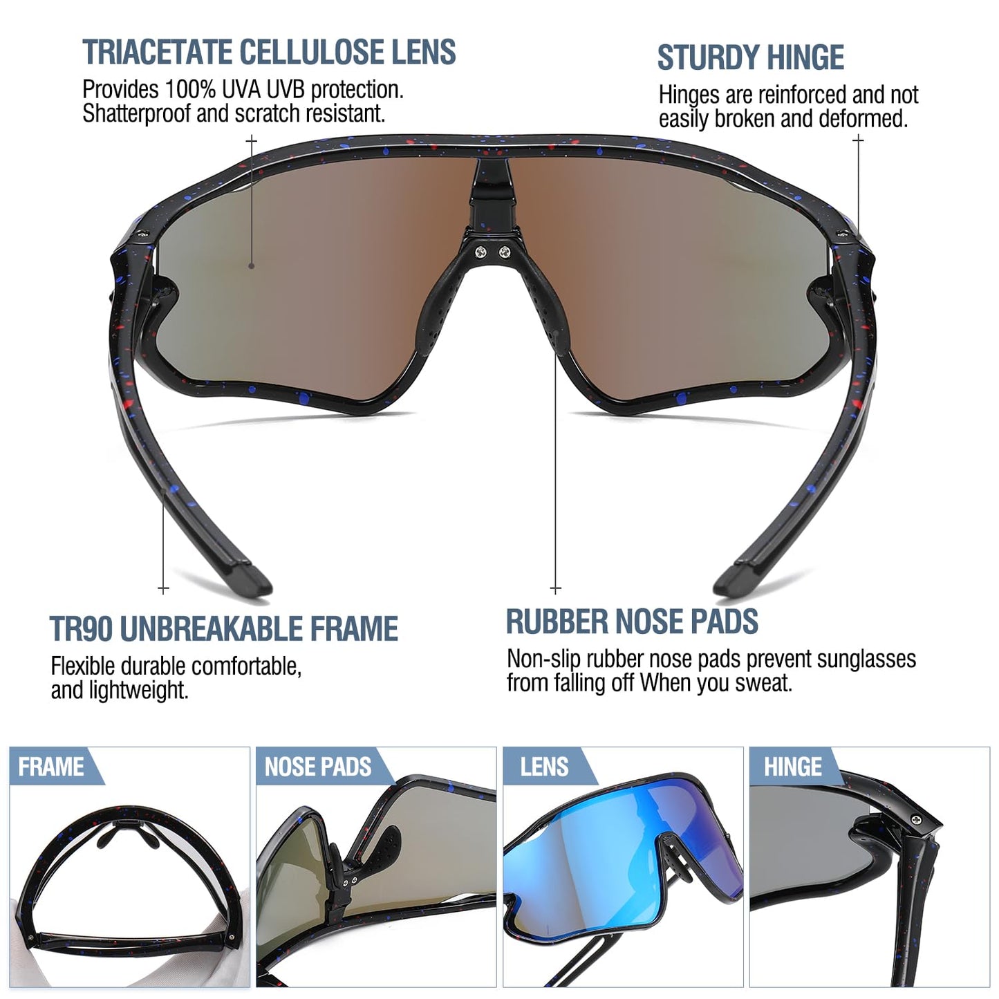 DUCO Kids Sunglasses Youth Baseball Sun Glasses Lightweight TR90 Frame UV400 Sports Cycling Shades for Boys Girls DK268