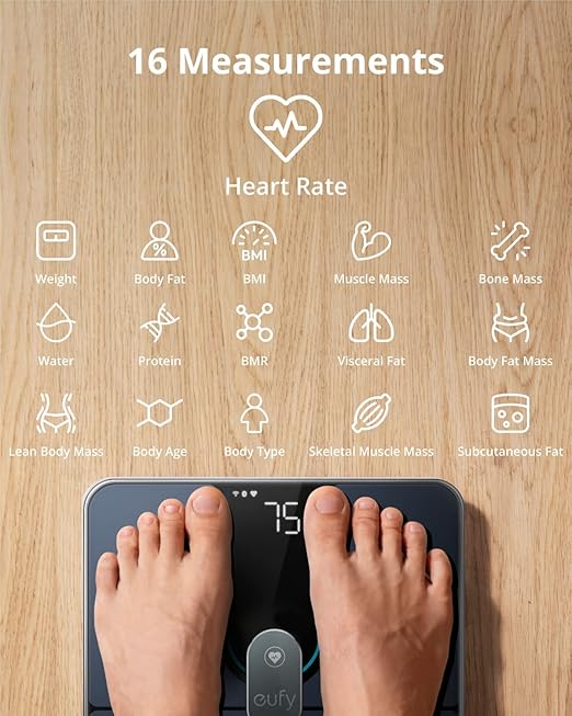 eufy Digital Bathroom Scale P2 Pro, Smart Scale for Body Weight with Wi-Fi Bluetooth, 16 Measurements Body Composition Scale with bmi, Body Fat, Muscle Mass, FSA or HSA Eligible, 3D Virtual Body Mode