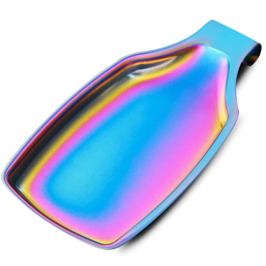 BETTWILL Rainbow Spoon Rest for Stove up, Stainless Steel Spoon Holder For Kitchen Counter, Large Spoon Rest, Spatula Spoon Ladle Utensil Holder, Dishwasher Safe, Rainbow Kitchen Accessories
