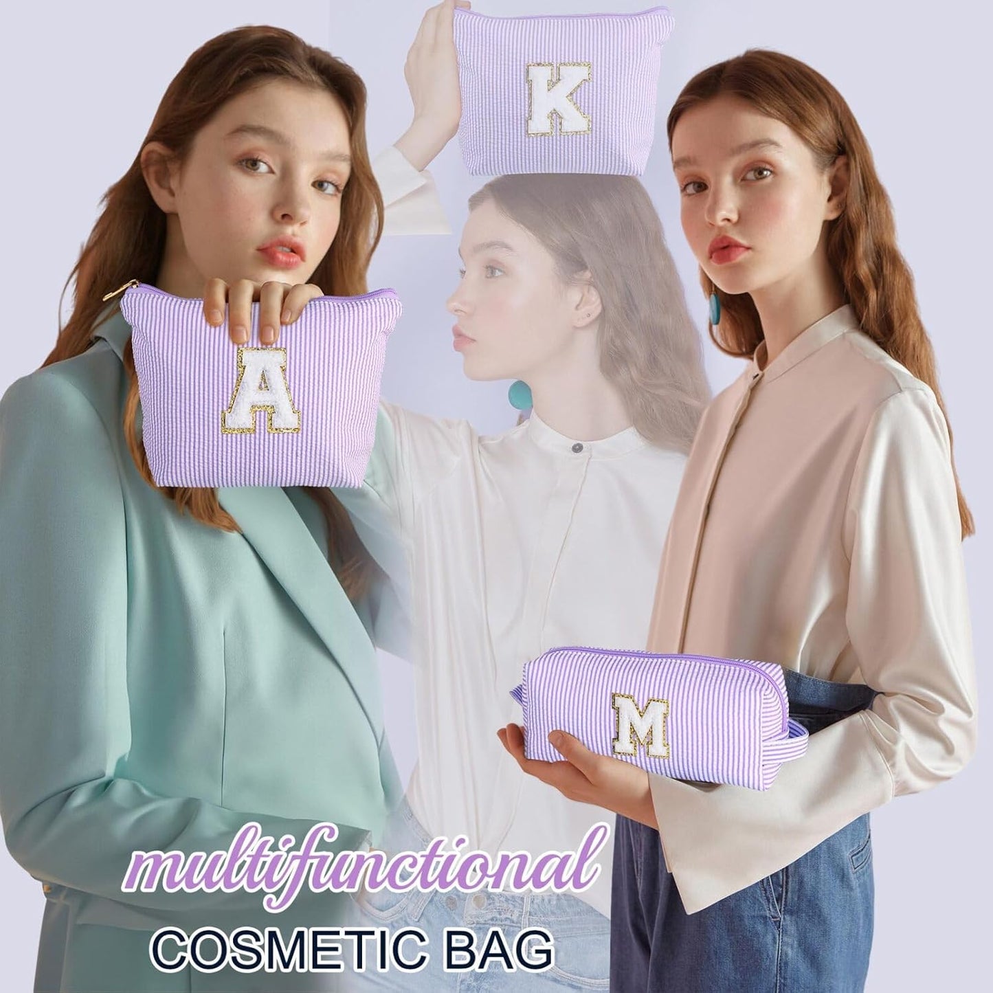 YOOLIFE Bridesmaid Gifts for Women - Cute Purple Makeup Bag for Women Friends | Make Up Cosmetic Travel Toiletry Bag for Bride Maid Matron of Honor Bridal Shower Personalized Bachelorette Gift B
