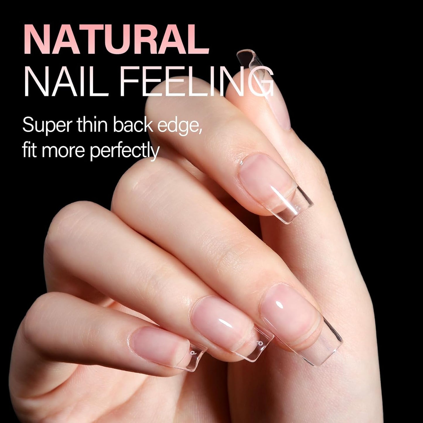 AILLSA Short Square Nail Tips Full Cover Clear Gelly Tips Half Matte Acrylic Tips Pre-Filed Fake Press on Nail Tips for Extension Home DIY Salon Manicure 216PCS 12 Sizes