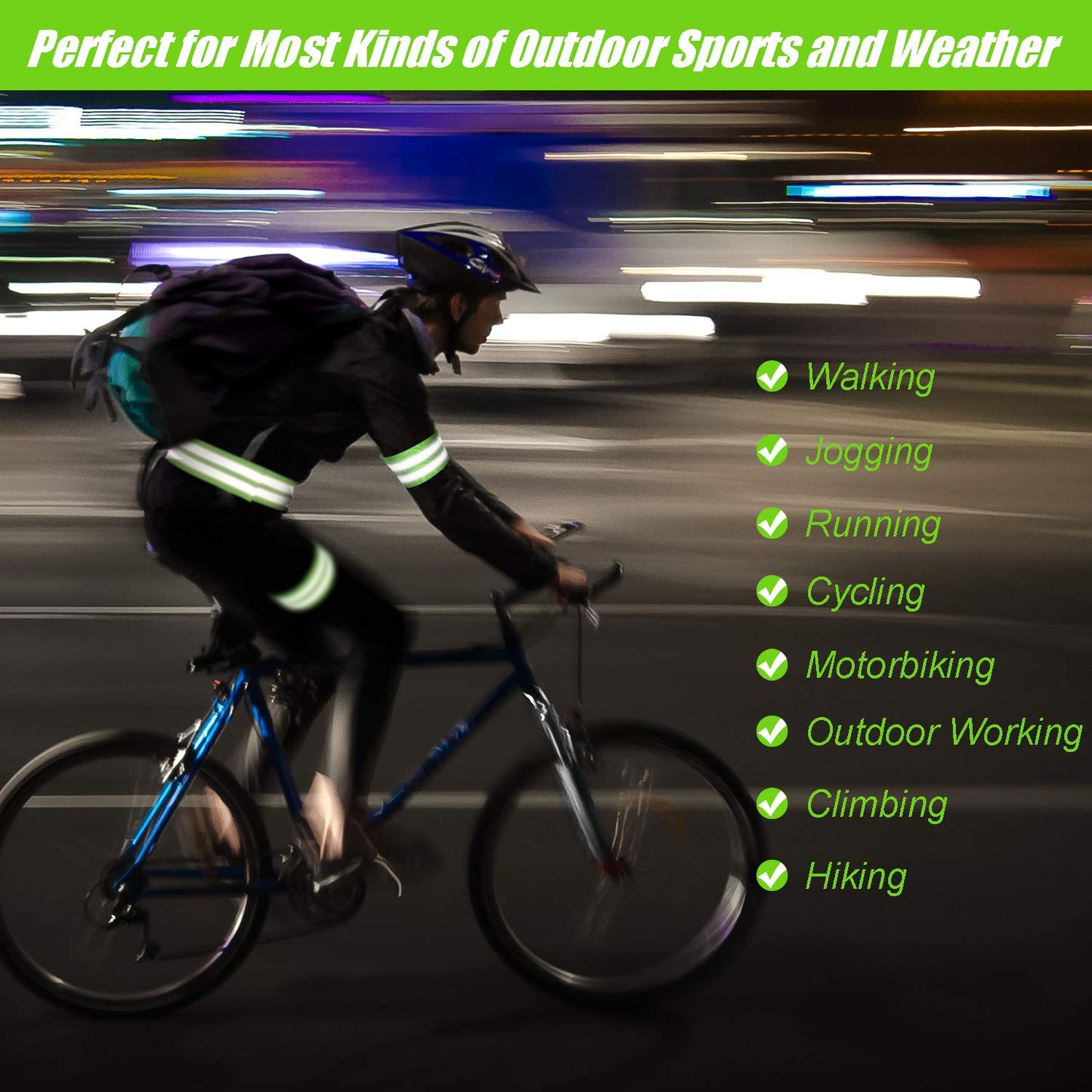 16 Pieces Reflective Bands Reflector Bands for Wrist, Arm, Ankle, Leg, High Visibility Reflective Gear Safety Reflector Tape Straps for Night Walking, Cycling and Running (Green)