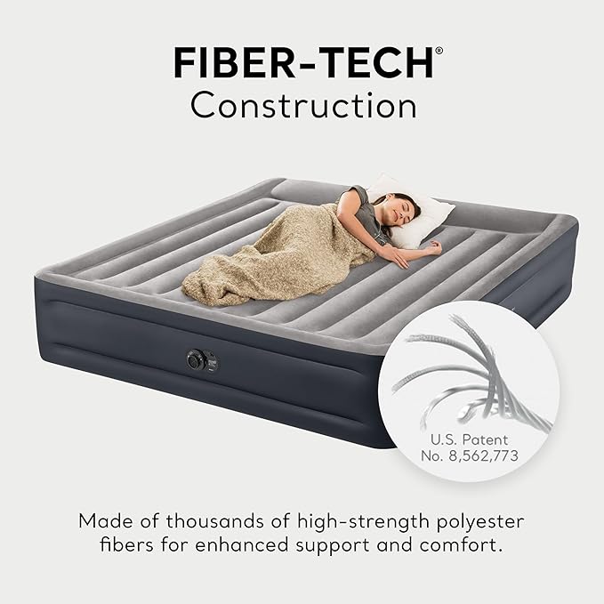 Intex King Air Mattress, Dura-Beam Plus 16.5" Inflatable Bed with Built-in Pump