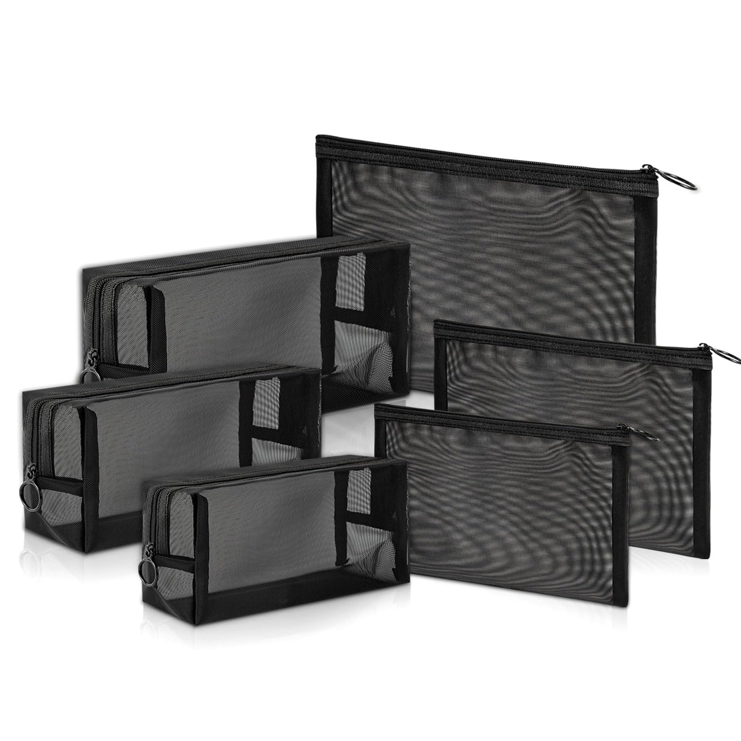 Unoutur pouch,Mesh Cosmetic Bag Portable Makeup Pouch Travel Toiletry Bag for Makeup Organizer Home Office Travel Accessories,6 Pieces Mesh Makeu