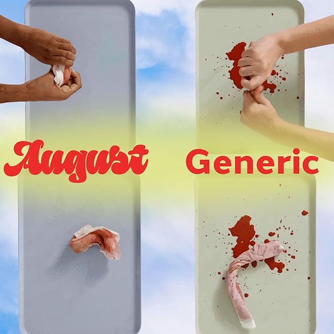 August Organic Menstrual Pads - Super Absorbency, 96 HSA FSA Eligible, Fragrance Free, Hypoallergenic Pads with Wings (6 Boxes of 16)