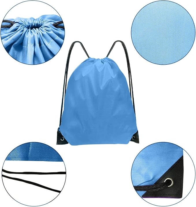 Blue Drawstring Backpack Bulk 28 PCS Drawstring Bags String Backpack Cinch Bag Sackpack for Men Women Gym (Sky Blue)