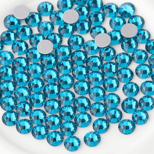 beadsland Flat Back Crystal Rhinestones Round Gems for Nail Art and Craft Glue Fix, Indicolite (2.9-3.0mm) SS12/1440pcs
