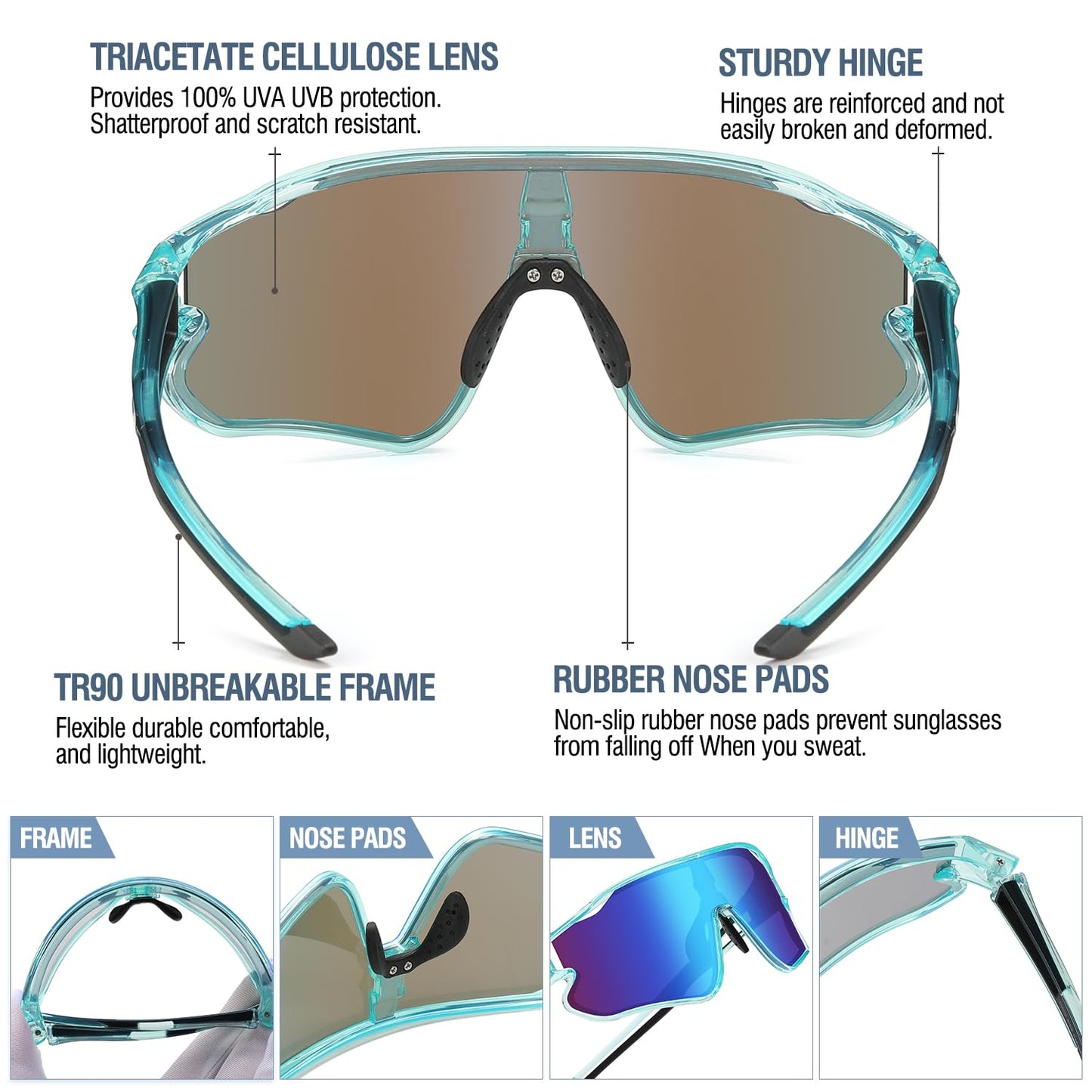 DUCO Kids Sunglasses Youth Baseball Sun Glasses Lightweight TR90 Frame UV400 Sports Cycling Shades for Boys Girls DK268