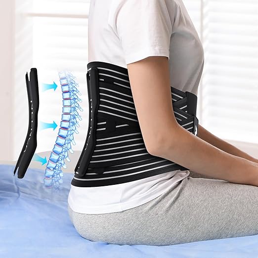 NEENCA Back Brace for Lower Back Pain Relief - Ergonomic Lumbar Support with Removable Steel Stays, Breathable Back Support Brace for Posture Correction, Sciatica, Herniated Disc, Scoliosis, Office Work, Lifting, Exercise (Black, X-Large)