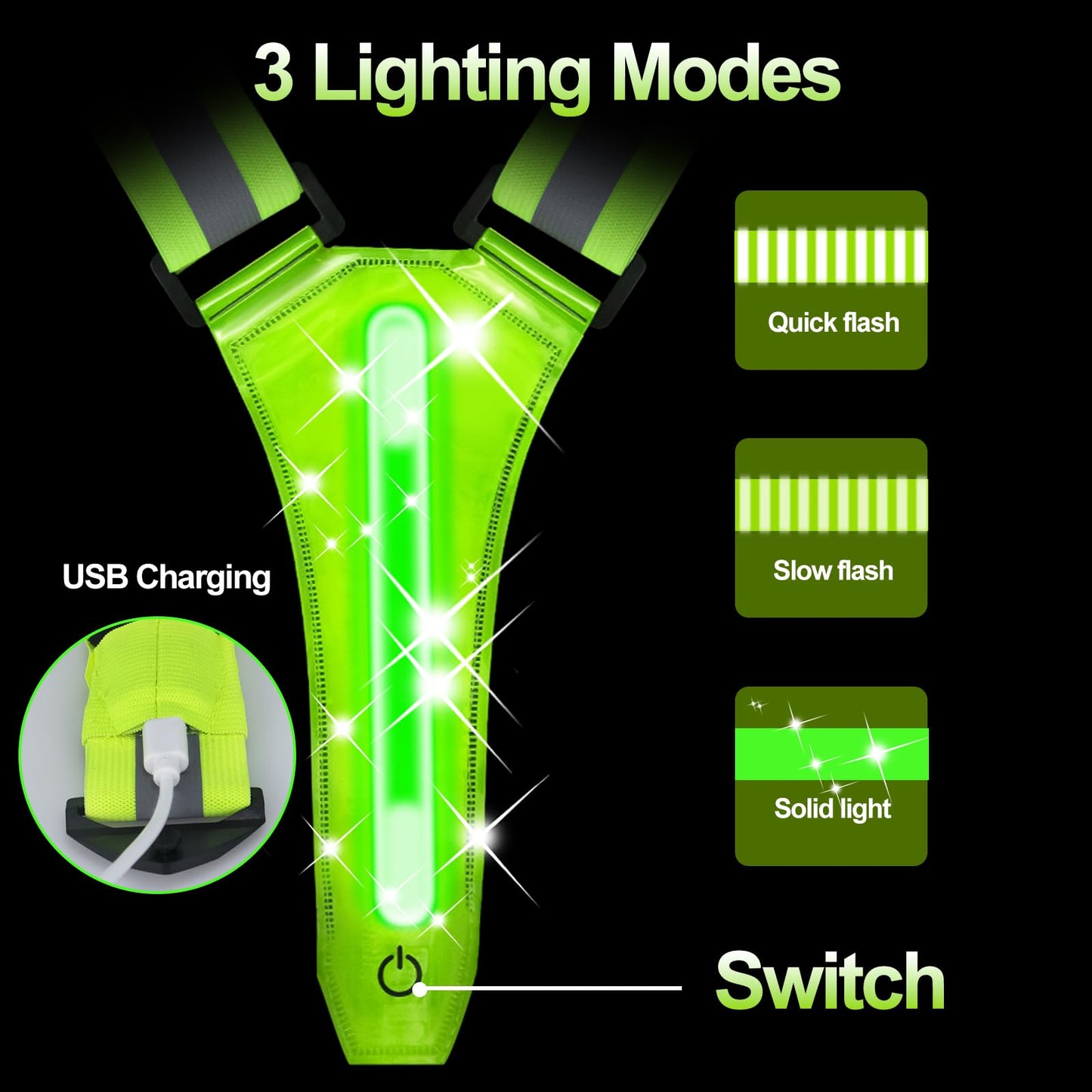 TRAYIU LED Reflective Vest Running Gear - USB Rechargeable Light Up High Visibility Vest with Waterproof Storage Bag for Walking Bike Night Worker,Adjustable Belt for Men Women Kids