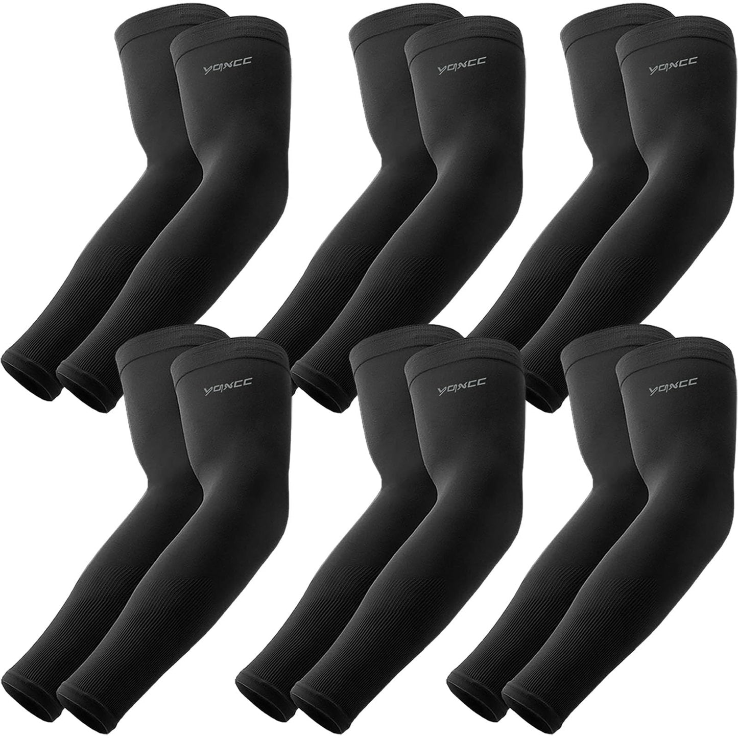 YQXCC 6 Pairs Arm Sleeves, Cooling UV Sun Protection Sports Compression Sleeves for Men Women, Golf Basketball Arm Sleeves
