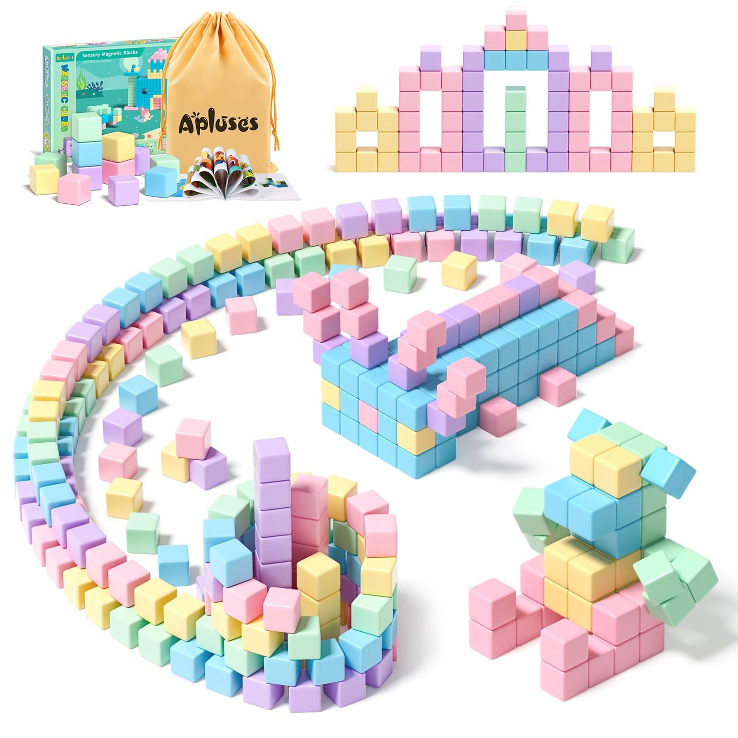 45PCS Magnetic Blocks - Toddler Girl Toys, Magnet Building Blocks, STEM Sensory Outdoor Autism Toys for 3-5 Year Old Boys & Girls, Magnetic Cubes Classroom Must Haves for Kids Ages 3+