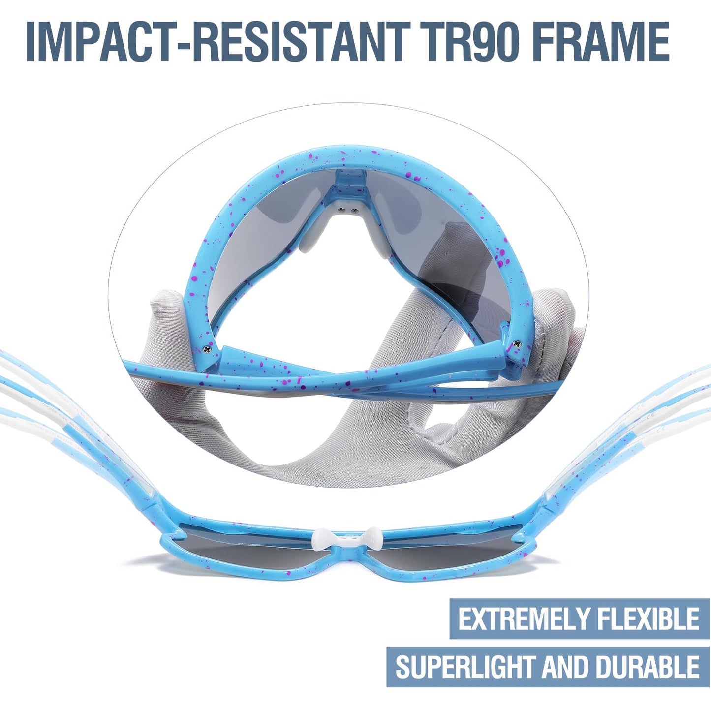 DUCO Kids Sunglasses Youth Baseball Sun Glasses Lightweight TR90 Frame UV400 Sports Cycling Shades for Boys Girls DK268