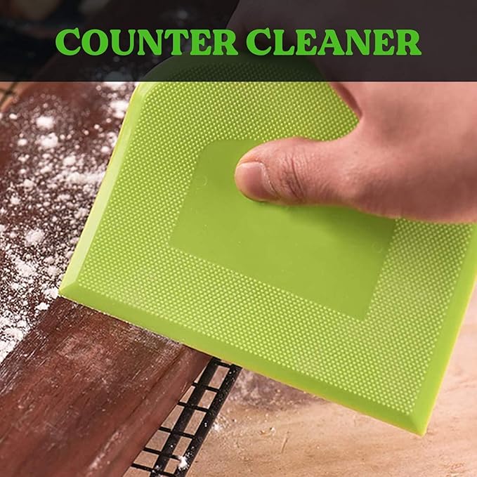 SURDOCA Dough Scraper Bench Scraper - 3P 9.5x6.1" Plastic Flexible Bowl Scraper, Sharp Edge & Angles Cake Scraper. Non-Slip Bakeware Decorating Tools Sculpting & Modeling Tools - Yellow+White+Pink