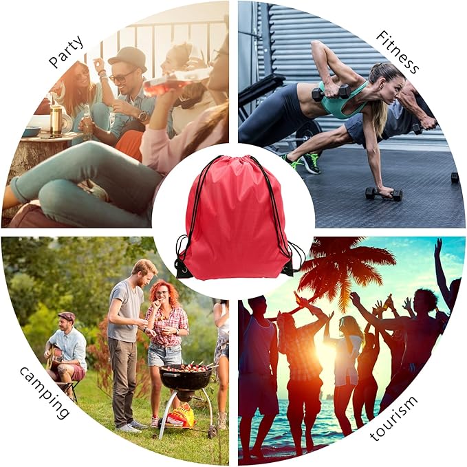 GoodtoU Drawstring Backpack, Nylon Cinch Sack Gym Bag for Sport, Traveling, Team (40Pcs, Cherry)