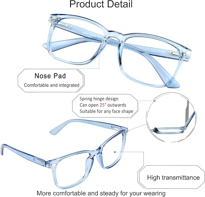 YEIN Bifocal Reading Glasses with Blue Light Blocking Lenses, Bifocal Reader for Women and Men, Vintage Square frame with Spring Hinge (+0.00/+2.00 magnification)