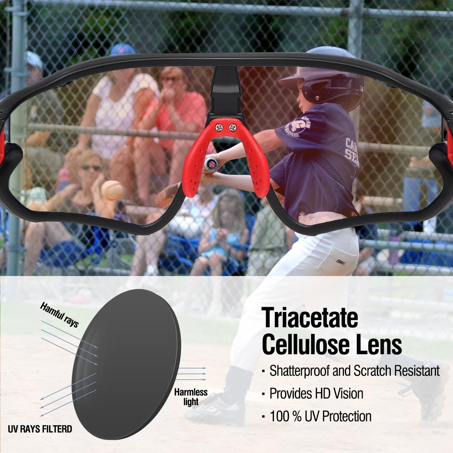 DUCO Kids Sunglasses Youth Baseball Sun Glasses Lightweight TR90 Frame UV400 Sports Cycling Shades for Boys Girls DK268