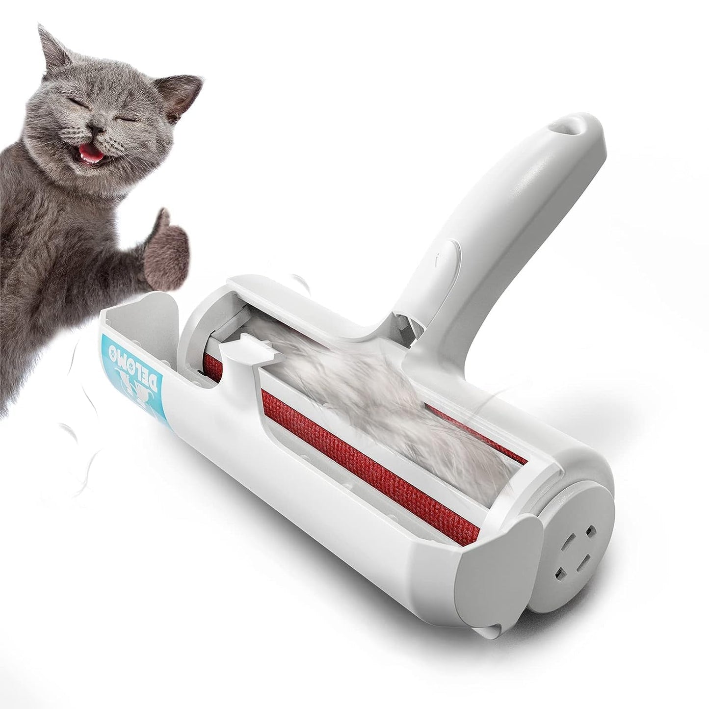DELOMO Pet Hair Removal Tool, Pet Hair Remover - Lint Roller for Pet Hair - Cat and Dog Hair Remover for Couch, Furniture, Carpet, Car Seat, Reusable Lint Roller with Fur Bin, Pet Owner Essential
