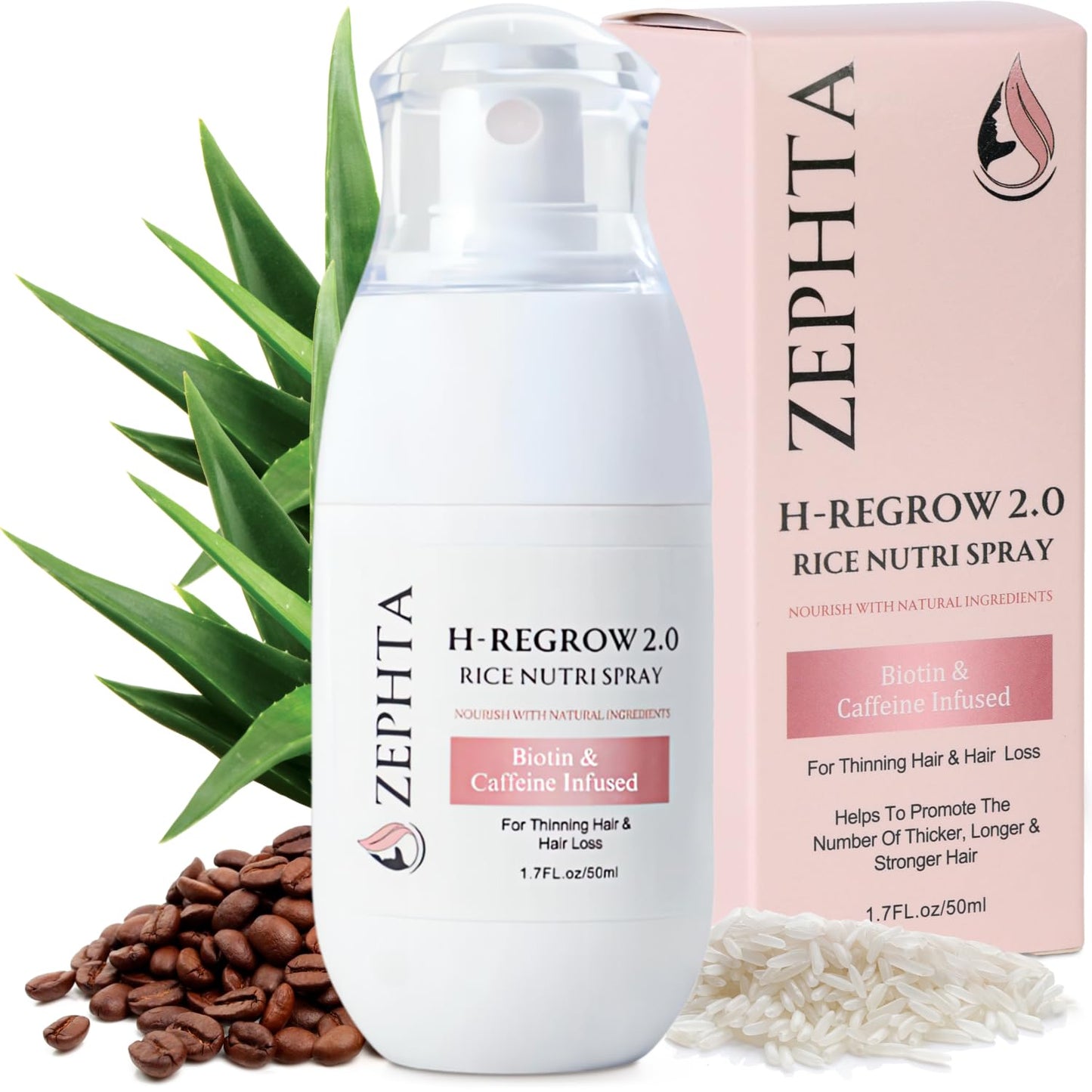 H-Regrow 2.0 Hair Growth Serum for Women & Men – Biotin & Caffeine Spray for Thicker Hair – 1.7 Fl Oz – Hair Growth Spray for Thinning Hair