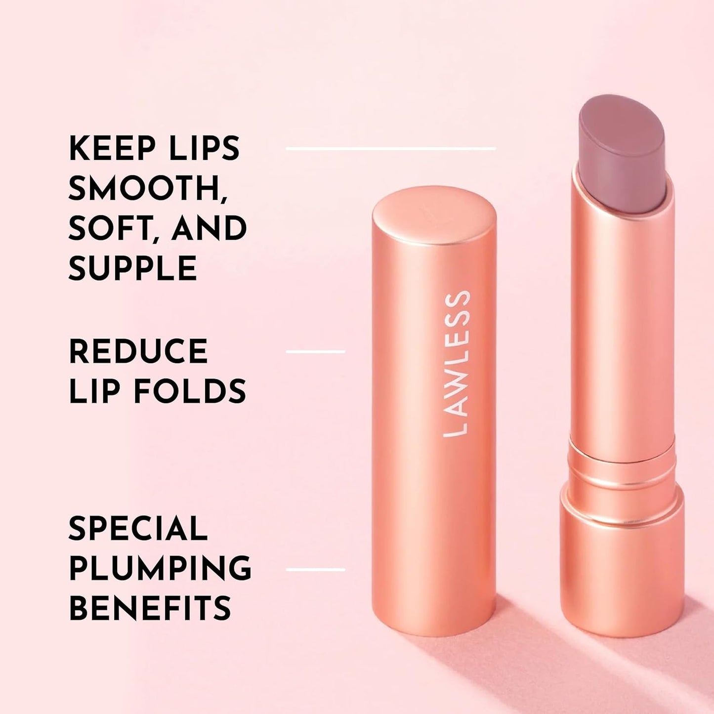 LAWLESS Forget the Filler Lip Plumping Line Smoothing Tinted Balm, Whisper, Pink, 0.09 Ounce