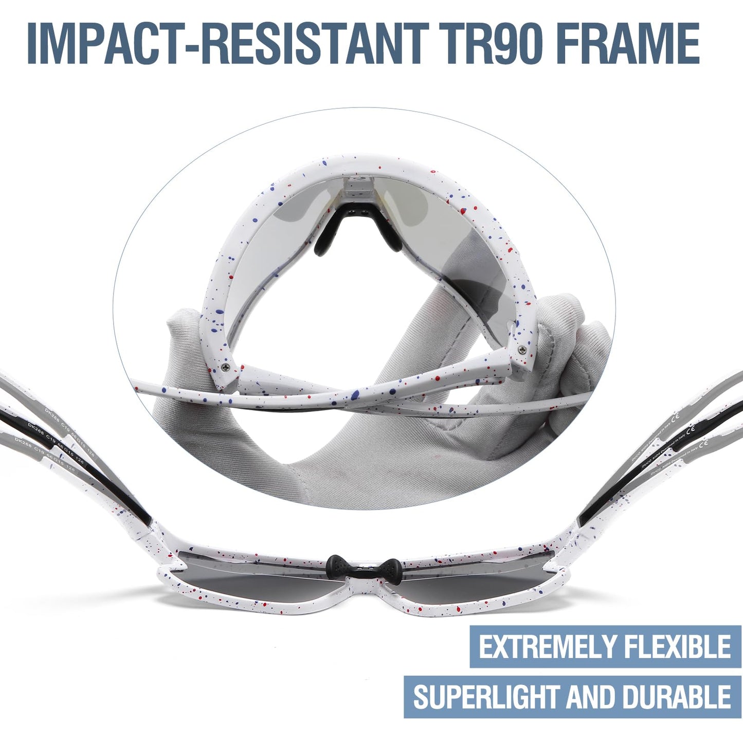 DUCO Kids Sunglasses Youth Baseball Sun Glasses Lightweight TR90 Frame UV400 Sports Cycling Shades for Boys Girls DK268