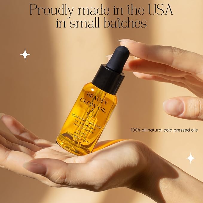 Black Seed Oil, Rosehip Oil, Castor Oil Organic Cold Pressed for Face Anti-Aging Miracle Facial Moisturizer Serum Natural Skincare Fortifying Hydrates Skin Moisturizing Beauty Glow Oil 1 Fl Oz/30mL