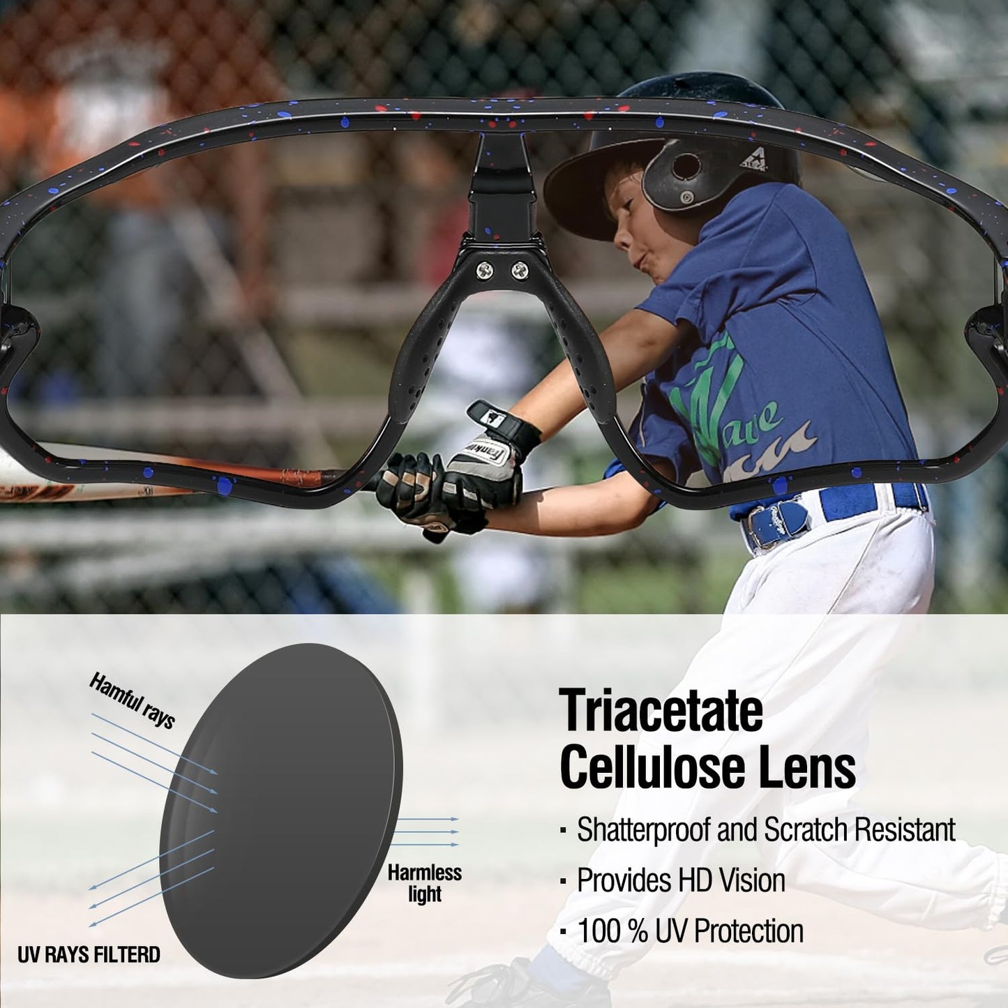 DUCO Kids Sunglasses Youth Baseball Sun Glasses Lightweight TR90 Frame UV400 Sports Cycling Shades for Boys Girls DK268