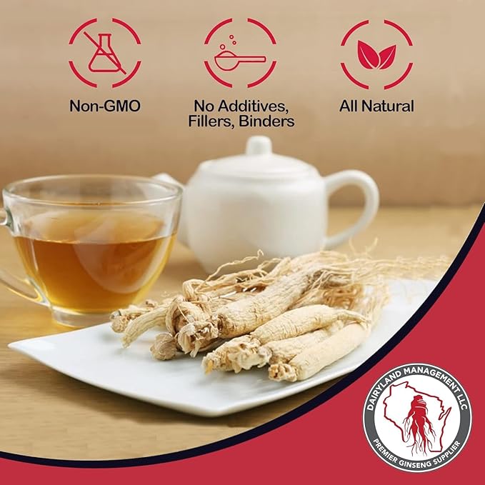 Dairyland American Ginseng Capsules - 150 ct, 500 mg - Wisconsin Ginseng Complex Capsules - Authentic American Ginseng Root Extract - Ginseng Capsules for Use as a Daily Immune Support Herb Supplement