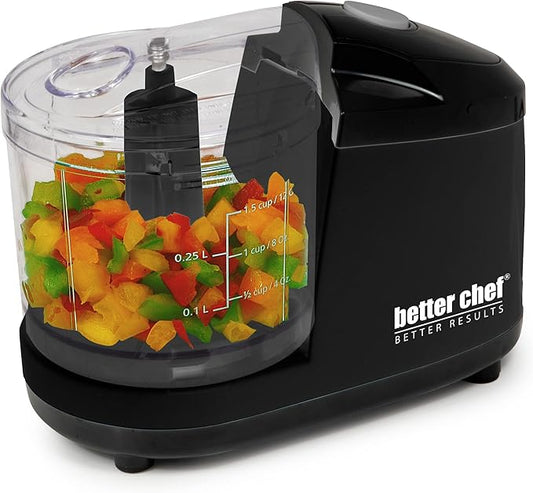 Better Chef 1.5-Cup Mini Food Processor | Stainless-Steel Blade | Pulse Switch (Black)