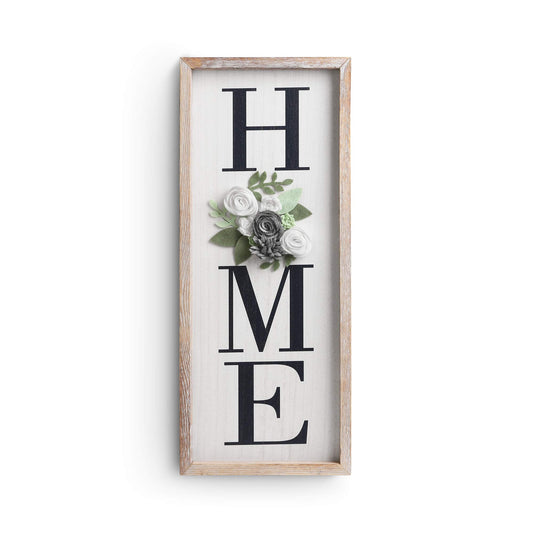 Besuerte HOME Sign Wall Decor, Modern Farmhouse Hanging Wall Art Plaque Gallery with Felt Flower for Letter O for Living Room, Entry, Dining Room Decor, Rustic Brown