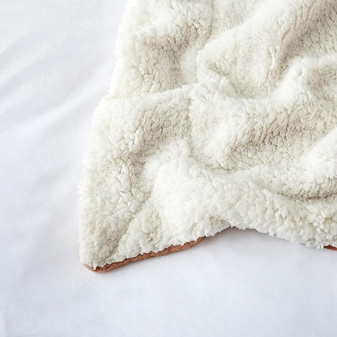 IR Imperial Rooms Sherpa Blankets Queen Size - Thick and Warm Blankets for Winter, Reversible Soft and Fuzzy Fluffy Queen Size Blanket for Bed, Camel, 90x90 Inches