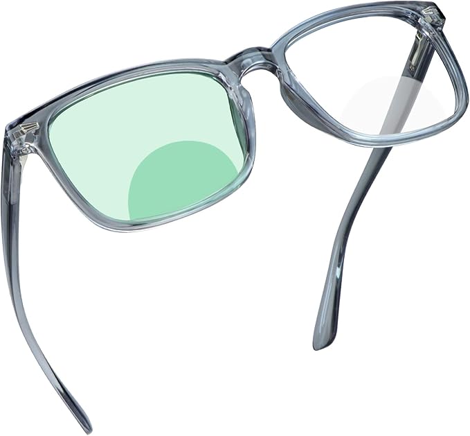 YEIN Bifocal Reading Glasses with Blue Light Blocking Lenses, Bifocal Reader for Women and Men, Vintage Square frame with Spring Hinge (+0.50/+2.25 magnification)