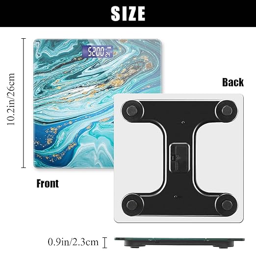 Weight Scale Digital Bathroom Scale Scale for Body Weight 400 lbs Personalized Digital Scale with Backlit Display Easy Read(Battery Not Included) - Blue Gilt Marble