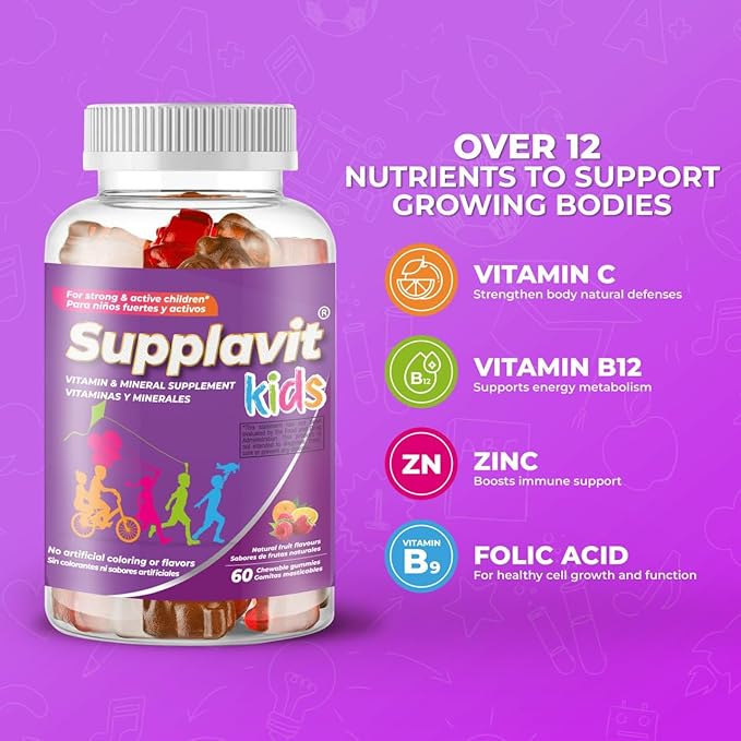 Kids Vitamins and Supplements, No Artificial Coloring, Allergen-Free for Healthy and Strong Children, Natural Fruit Flavors, Healthy and Delicious, (180 Gummies)