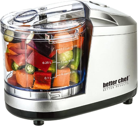 Better Chef 1.5-Cup Mini Food Processor | Stainless-Steel Blade | Pulse Switch (Silver)