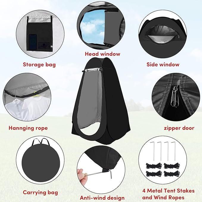 Pop Up Privacy Tent Shower Tent Changing Tent Portable Outdoor Camping Bathroom Toilet Tent Changing Dressing Room Privacy Shelters Room for Hiking and Beach Sun Shelter Picnic Fishing- Waterproof