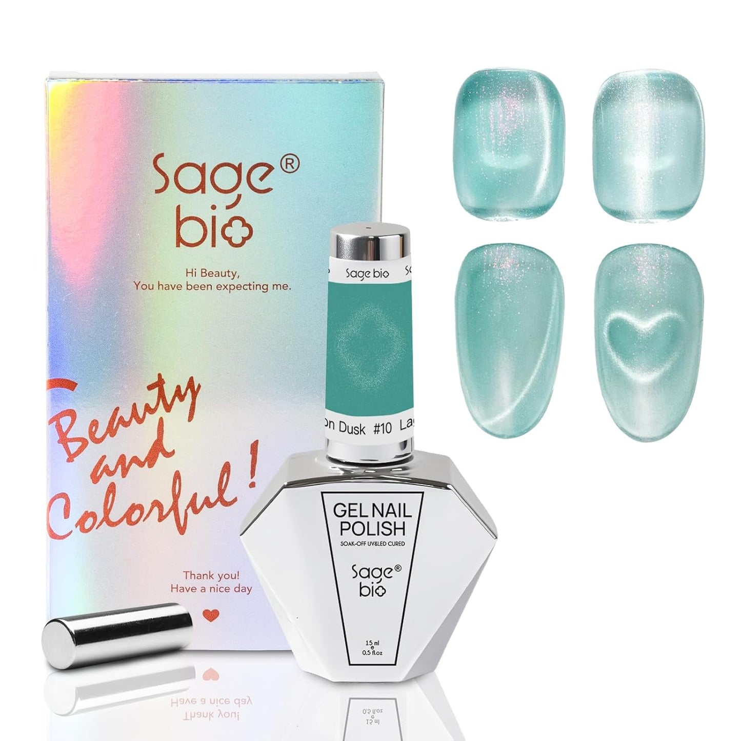 15ml Cat Eye Gel Nail Polish with Magnet Shimmer Glass Bead Effect 06