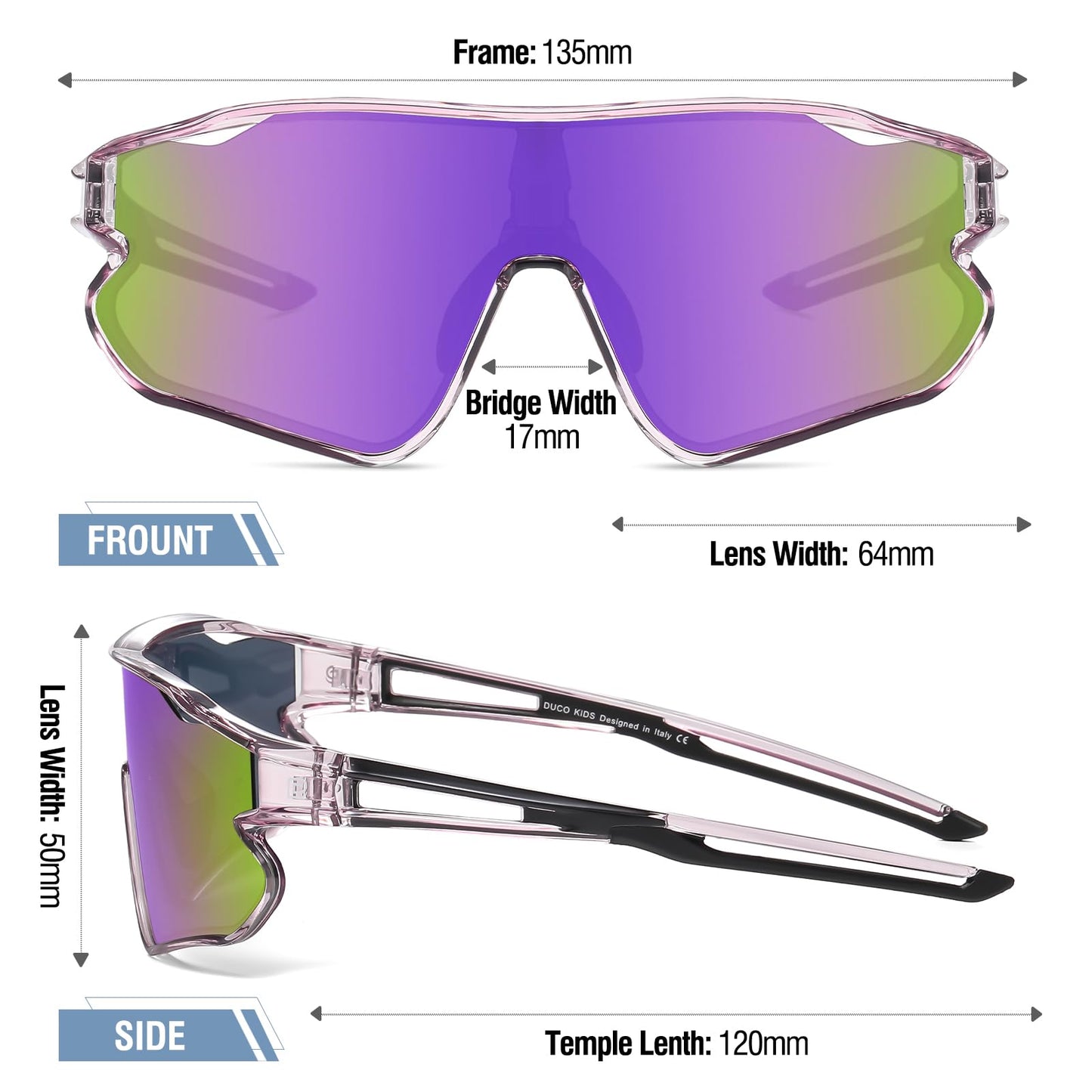 DUCO Kids Sunglasses Youth Baseball Sun Glasses Lightweight TR90 Frame UV400 Sports Cycling Shades for Boys Girls DK268